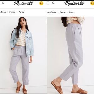 NWT Madewell Linen Crop Pants in Lavender
